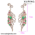 94172 indian Style leaf shape Colorful fancy design gold plated diamond Earring Jewelry